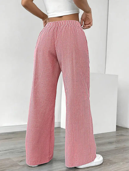 Marbella | Women's Wide Leg Striped Drawstring Beach Pants