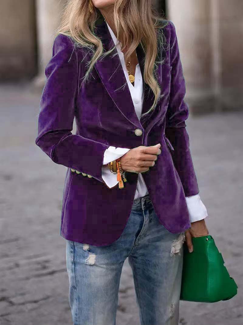 Beatrice | Women's Velvet Notched Lapel Fitted Blazer