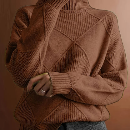 Ophira | Women's Chunky Textured Turtleneck Cable Knit Sweater