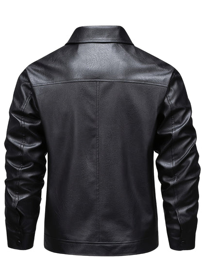 Maddox | Men's Zip Faux Leather Collared Bomber Jacket