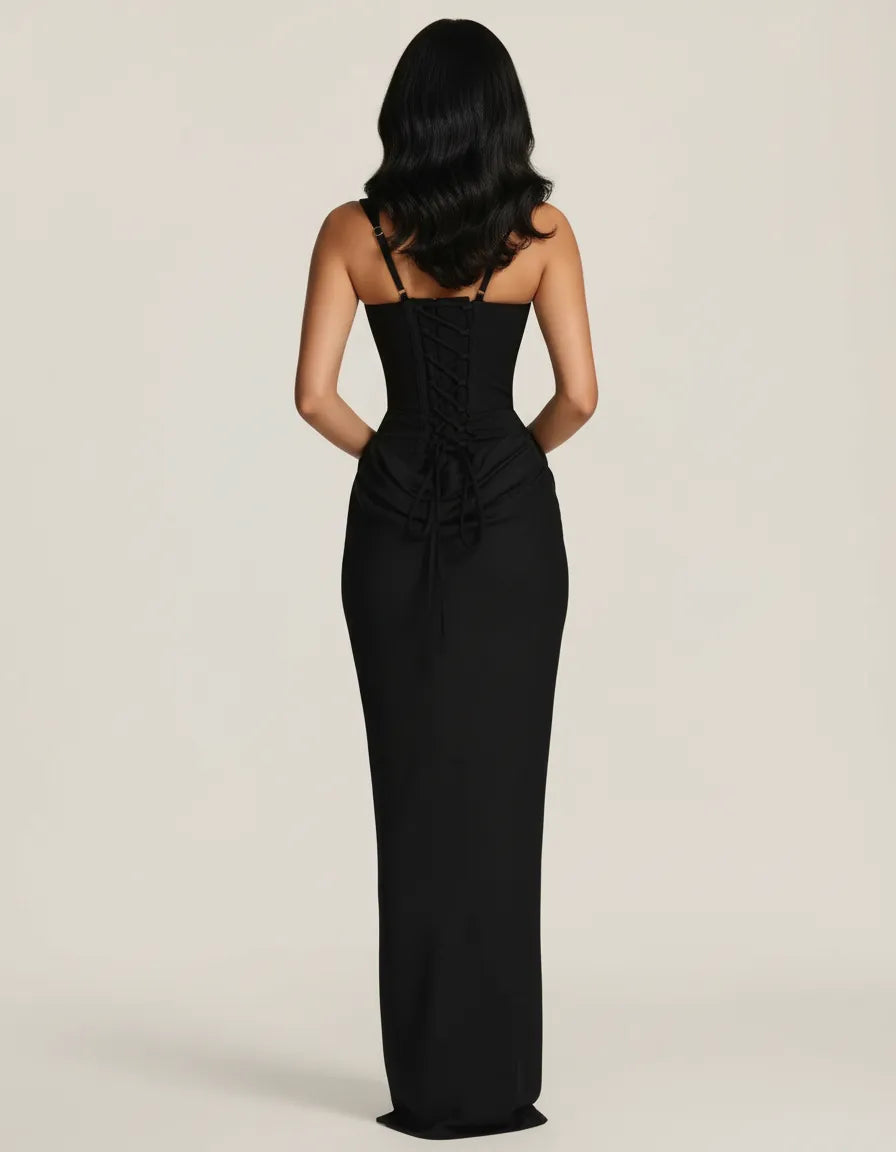 Amara | Women's Square Neck Corset Bodice Maxi Dress