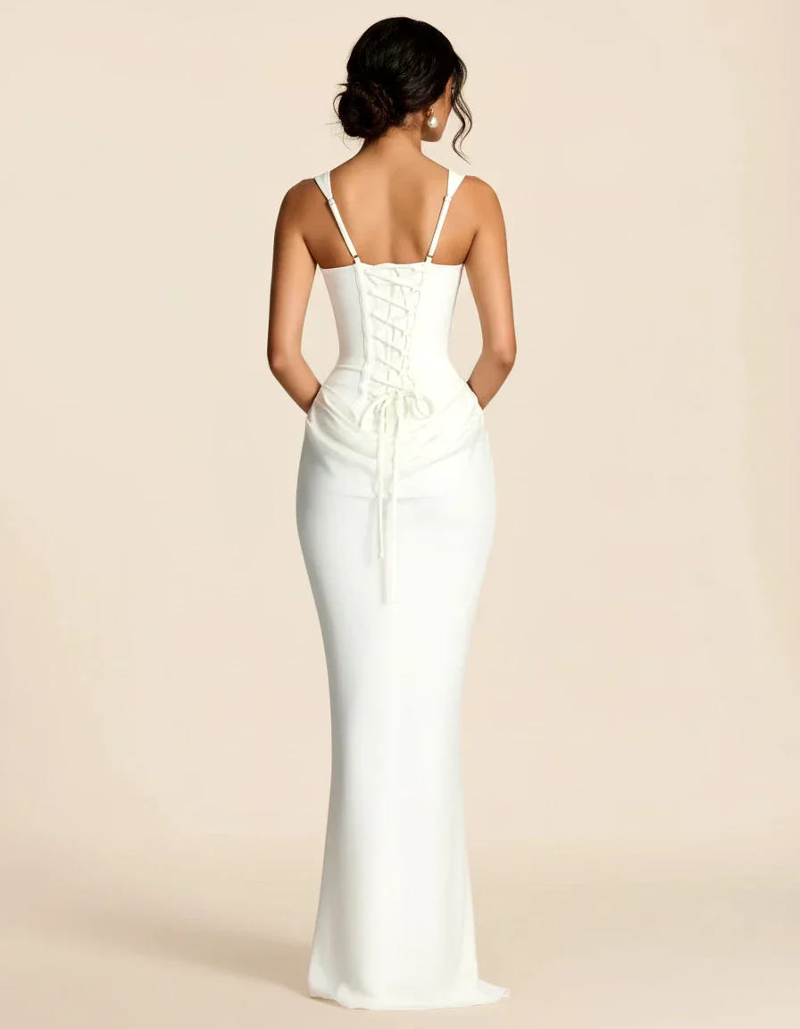 Amara | Women's Square Neck Corset Bodice Maxi Dress