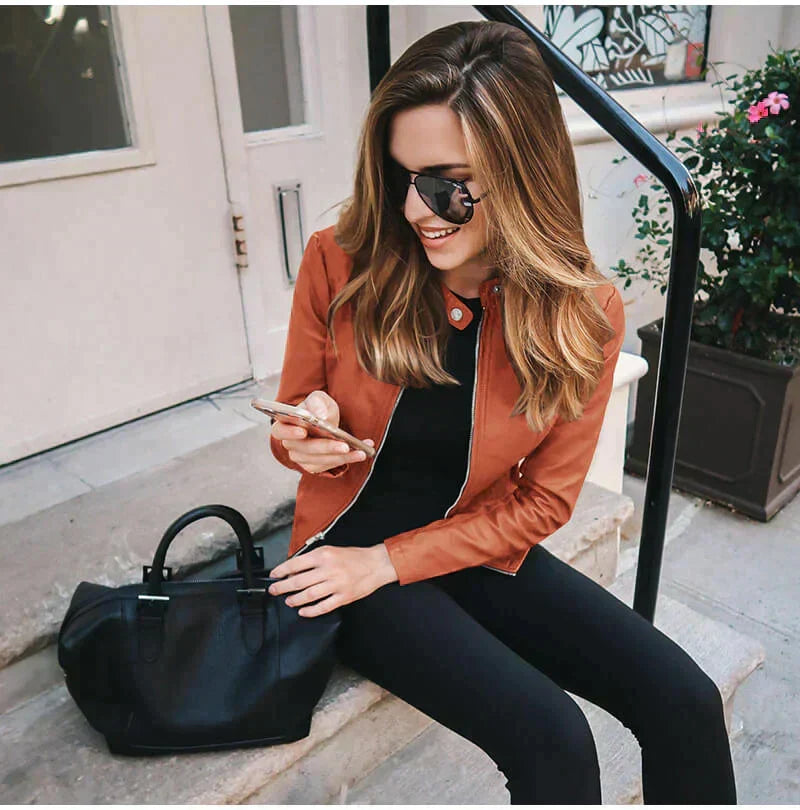 Ivara | Women's Moto Zip Fitted Biker Jacket