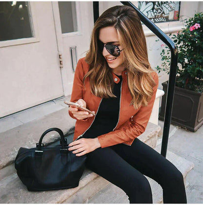 Ivara | Women's Moto Zip Fitted Biker Jacket