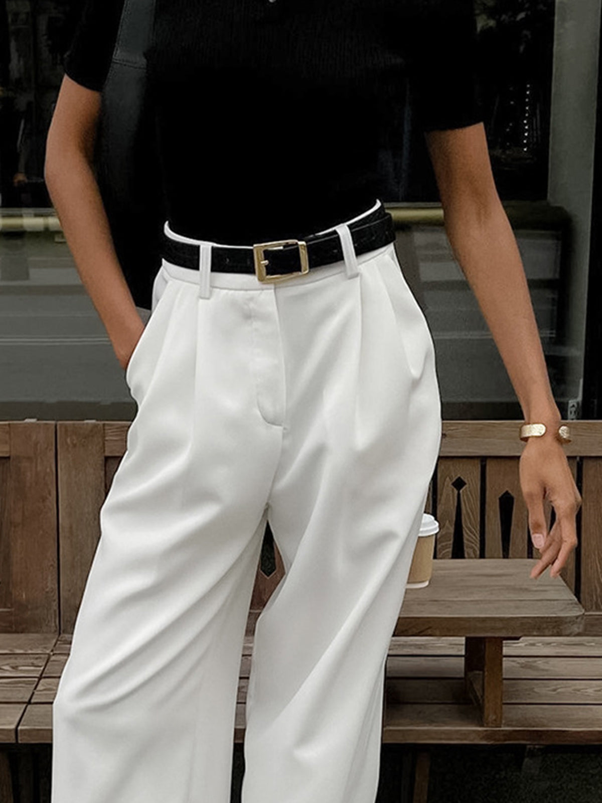 Meira | Pleated High Waist Wide Leg Tailored Pant