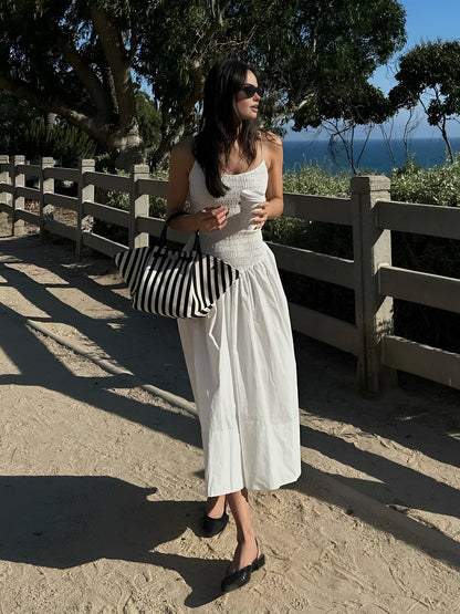 Jade | Shirred Bodice Spaghetti Strap Cotton Midi Dress