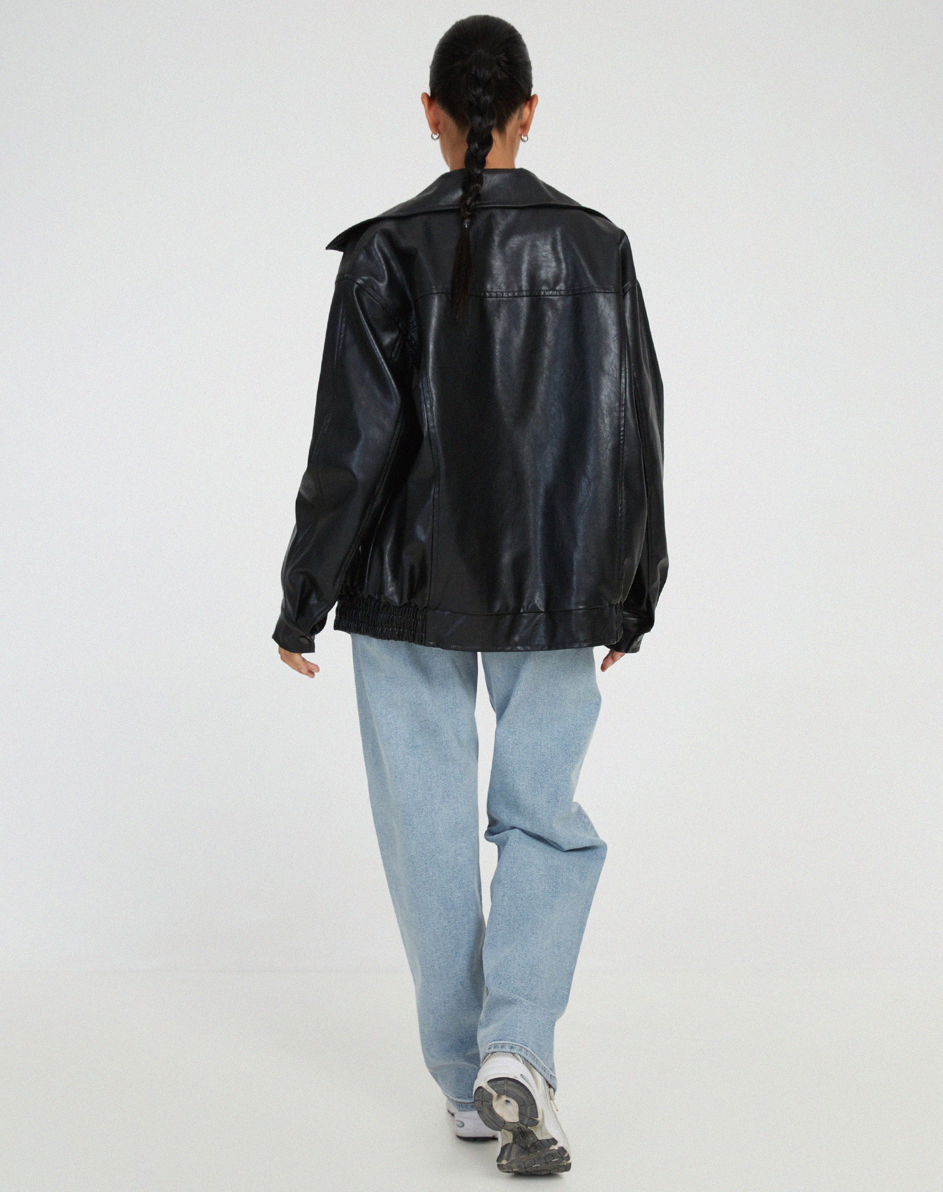 Sophia | Women's Oversized Faux Leather Bomber Jacket