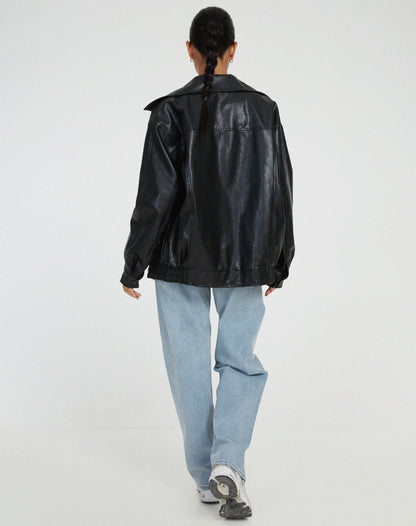 Sophia | Women's Oversized Faux Leather Bomber Jacket