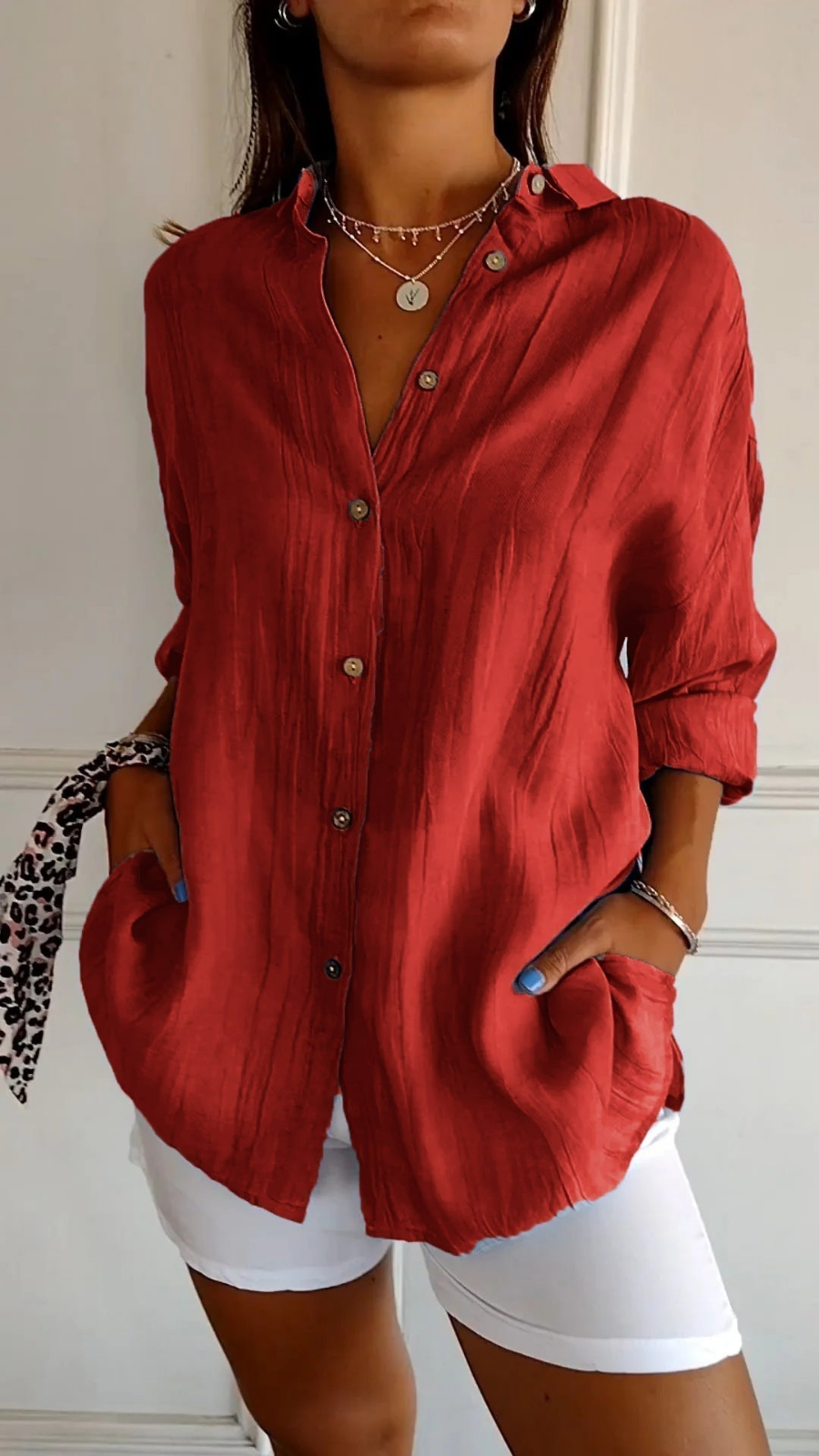 Bea | Women's Linen Blend Oversized Button Down Collared Shirt