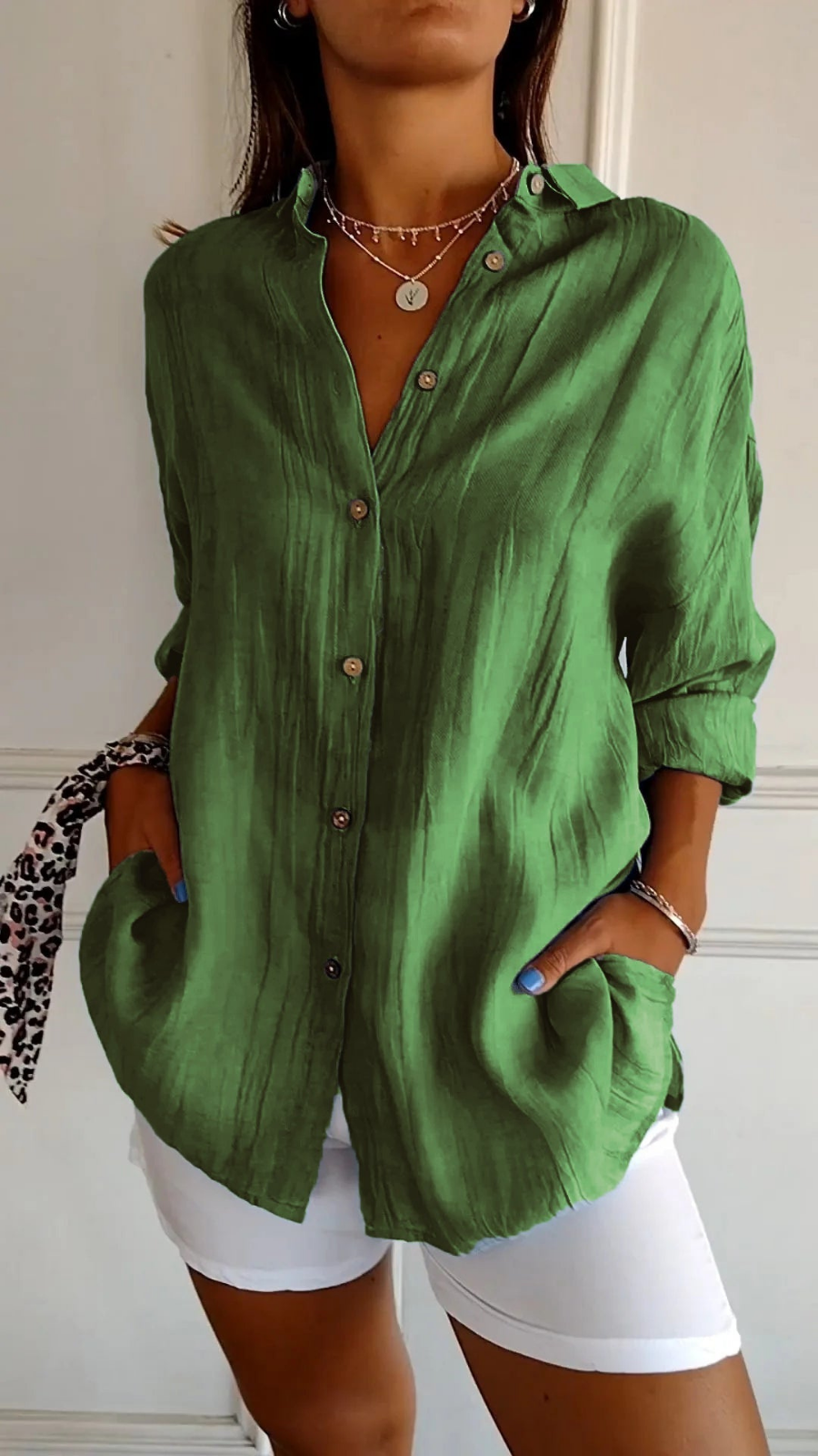 Bea | Women's Linen Blend Oversized Button Down Collared Shirt