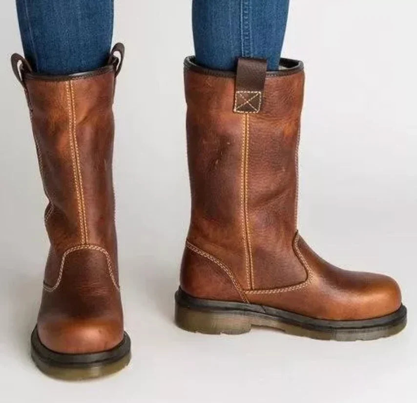Marlowyk | Women's Lined Leather Pull On Round Toe Boot