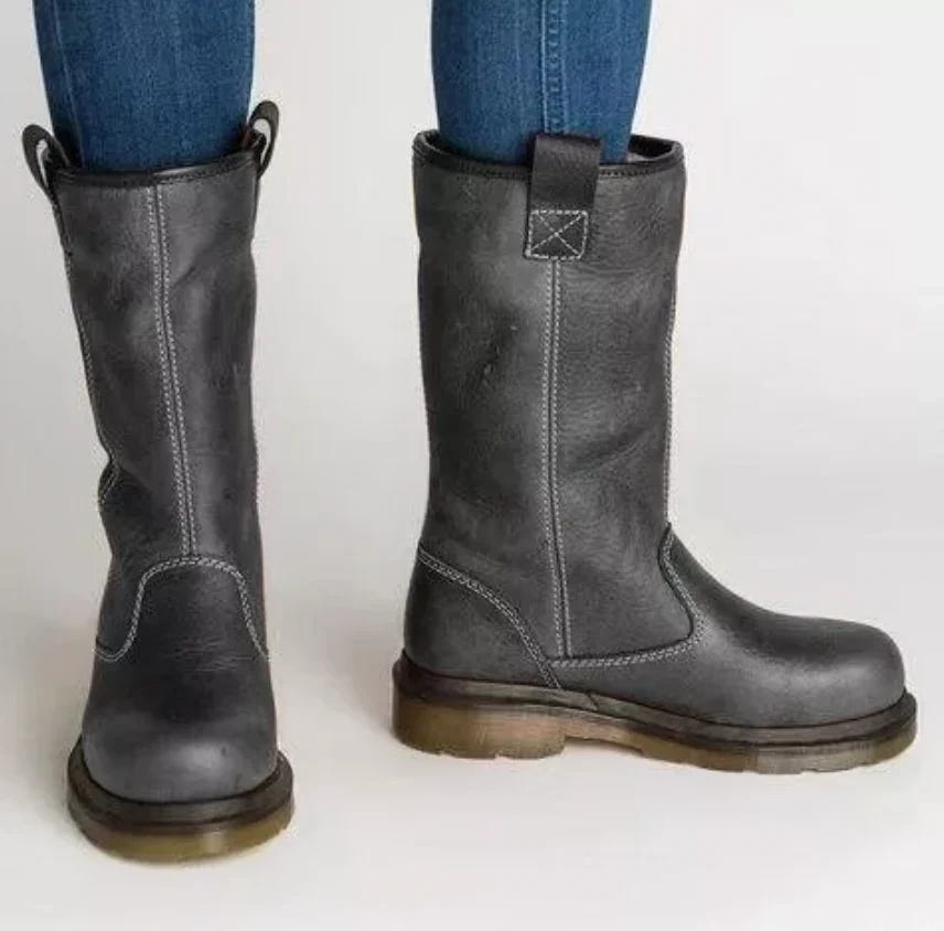Marlowyk | Women's Lined Leather Pull On Round Toe Boot