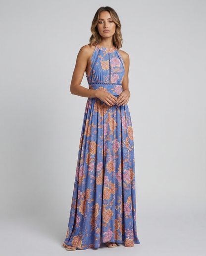 Marlowe | Women's Floral Halter Neck Sleeveless Maxi Dress