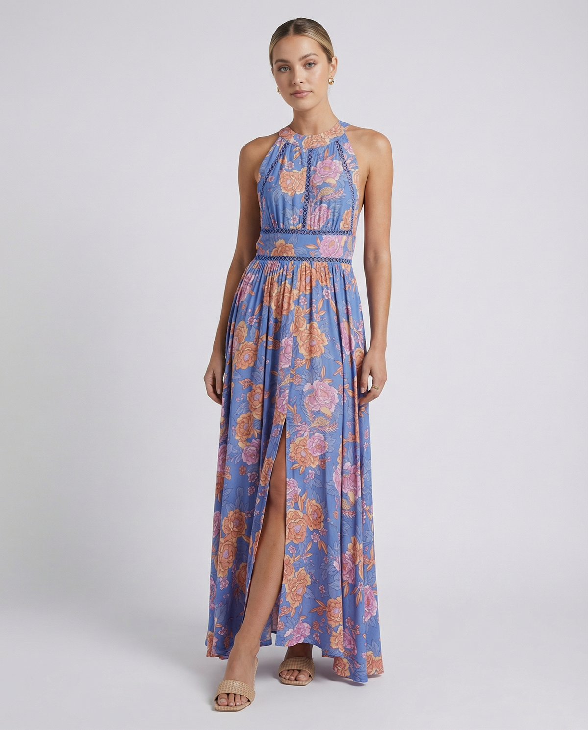 Marlowe | Women's Floral Halter Neck Sleeveless Maxi Dress