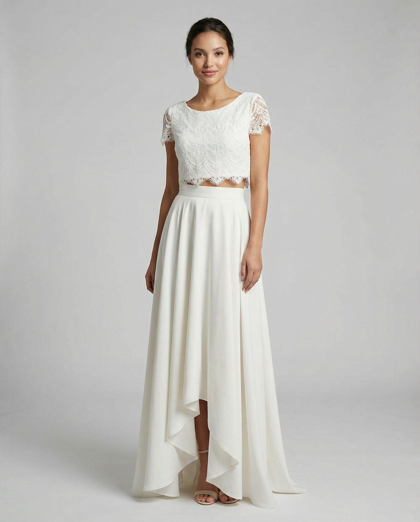 Serena | Lace Crop Top High Low Two Piece Boho Wedding Guest Dress