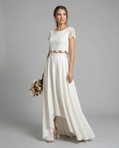 Serena | Lace Crop Top High Low Two Piece Boho Wedding Guest Dress