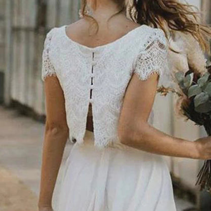 Serena | Lace Crop Top High Low Two Piece Boho Wedding Guest Dress