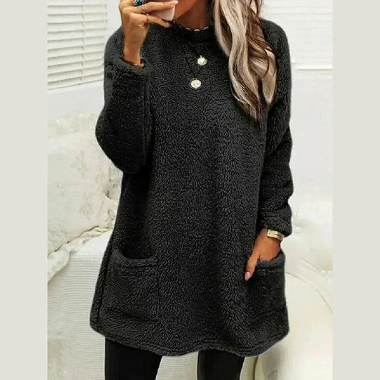 Maevis | Women's Fleece Longline Knit Pullover Sweater Dress