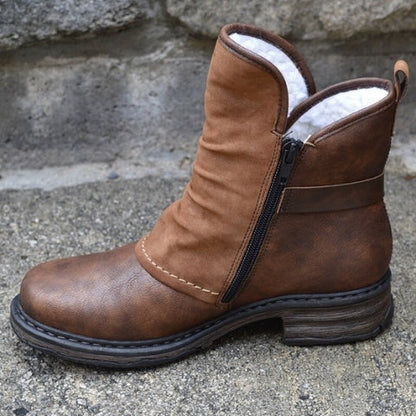 Brindley | Women's Fleece Lined Slouch Buckle Strap Ankle Boot