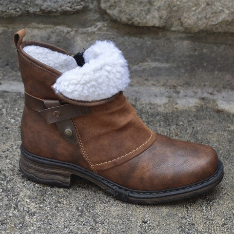Brindley | Women's Fleece Lined Slouch Buckle Strap Ankle Boot