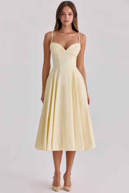 Seraphina | Women's Sweetheart Gathered Bust Fit and Flare Midi Dress