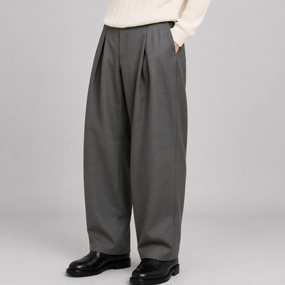 Corben | Men's Wide Leg Pleated High Waist Tailored Trousers
