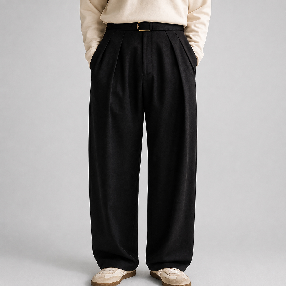 Corben | Men's Wide Leg Pleated High Waist Tailored Trousers