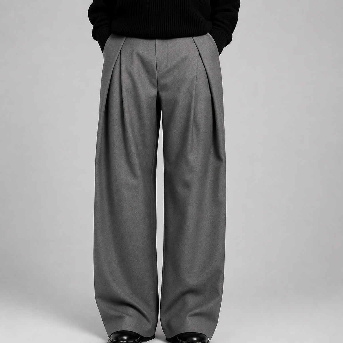 Corben | Men's Wide Leg Pleated High Waist Tailored Trousers