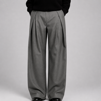 Corben | Men's Wide Leg Pleated High Waist Tailored Trousers