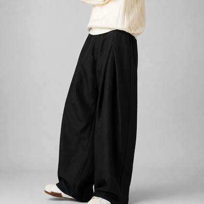 Corben | Men's Wide Leg Pleated High Waist Tailored Trousers