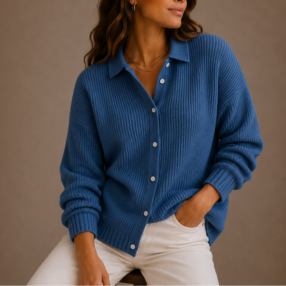 Halcombe | Women's Knit Collared Button-Up Relaxed Fit Cardigan