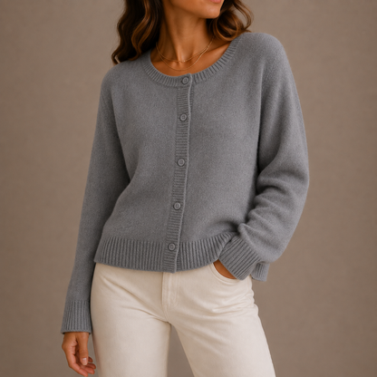 Marnith | Women's Knit Button-Up Long Sleeve Round Neck Cardigan