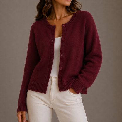 Marnith | Women's Knit Button-Up Long Sleeve Round Neck Cardigan