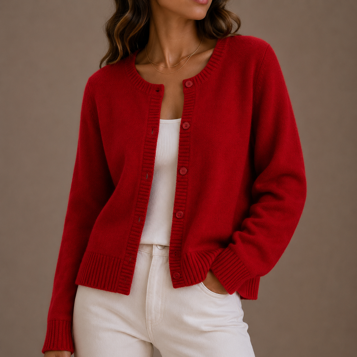 Marnith | Women's Knit Button-Up Long Sleeve Round Neck Cardigan