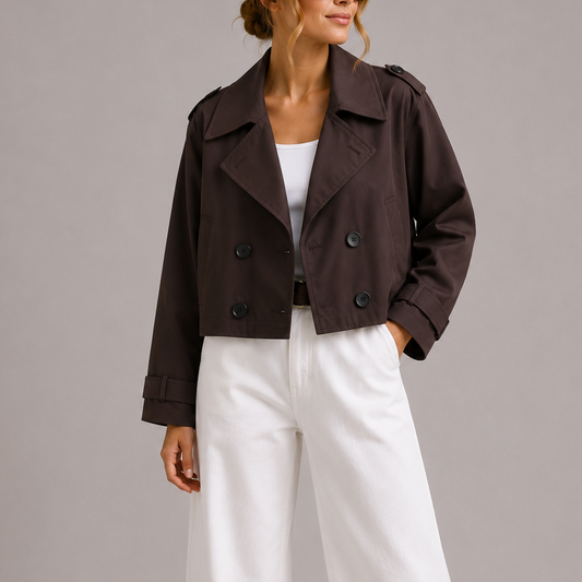 Odalys | Women's Cropped Trench Lapel Collar Jacket