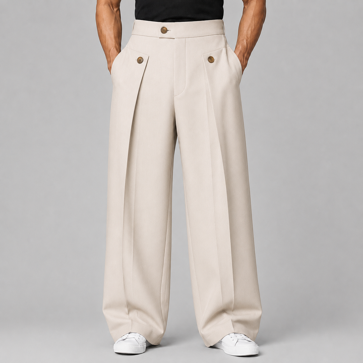 Halloran | Men's Wide Leg Pleated Front Tailored Trouser