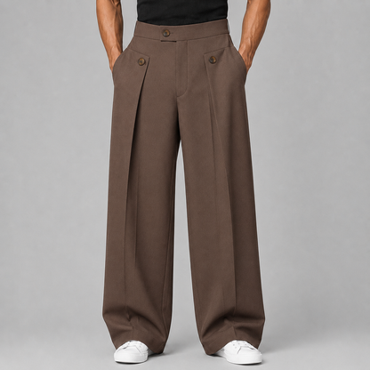 Halloran | Men's Wide Leg Pleated Front Tailored Trouser