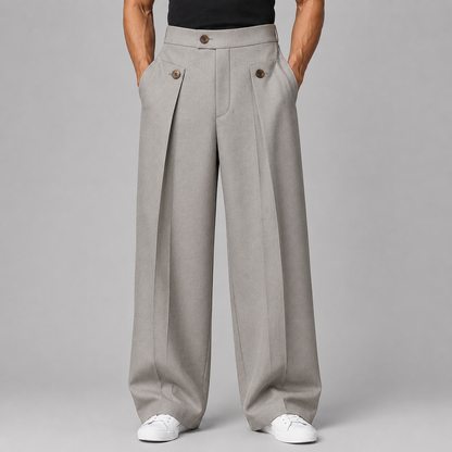 Halloran | Men's Wide Leg Pleated Front Tailored Trouser