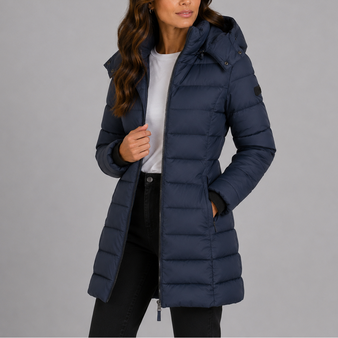 Elorane | Women's Hooded Quilted Longline Down Puffer Jacket
