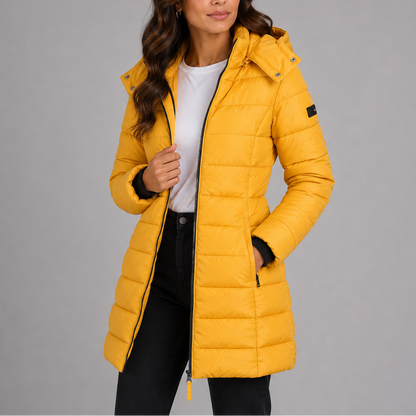 Elorane | Women's Hooded Quilted Longline Down Puffer Jacket