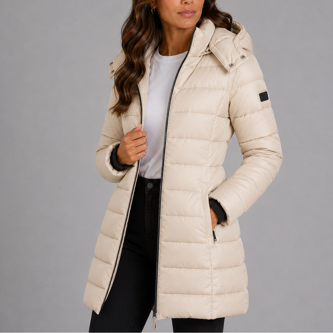 Elorane | Women's Hooded Quilted Longline Down Puffer Jacket