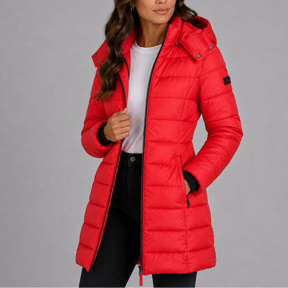 Elorane | Women's Hooded Quilted Longline Down Puffer Jacket