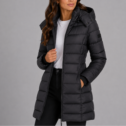Elorane | Women's Hooded Quilted Longline Down Puffer Jacket