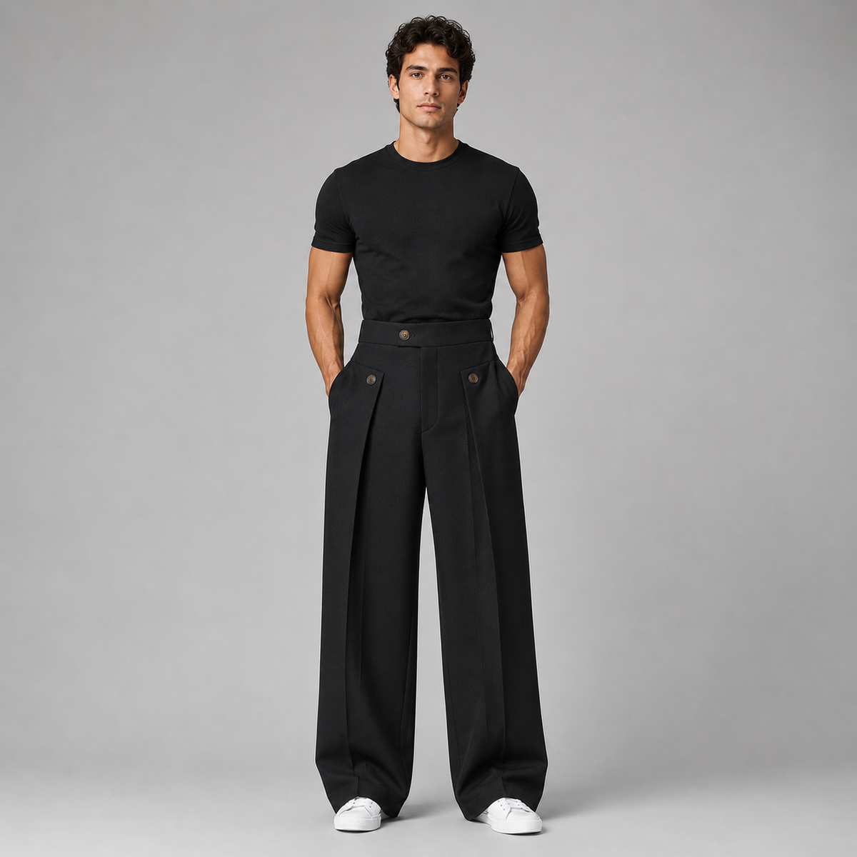 Halloran | Men's Wide Leg Pleated Front Tailored Trouser