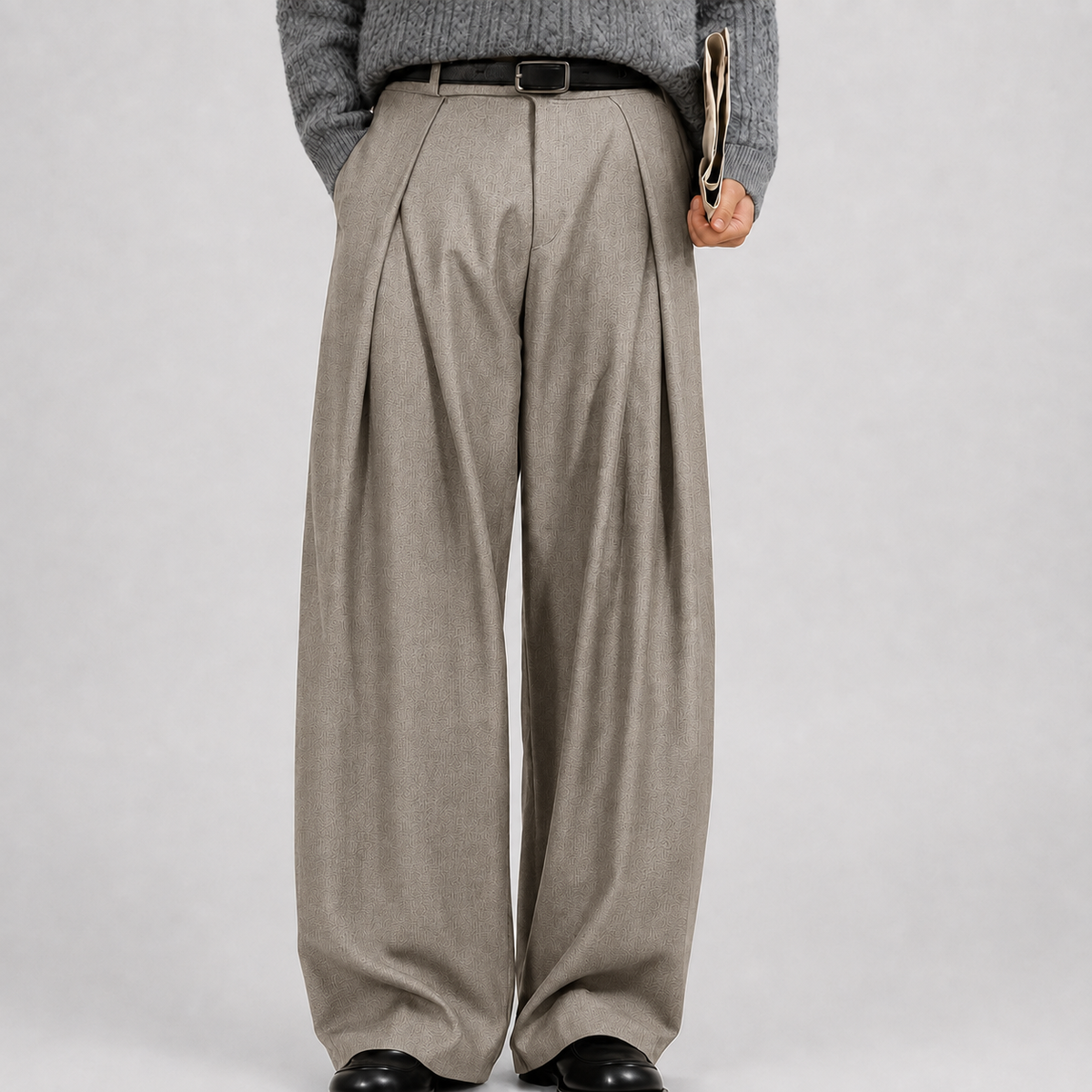 Corben | Men's Wide Leg Pleated High Waist Tailored Trousers