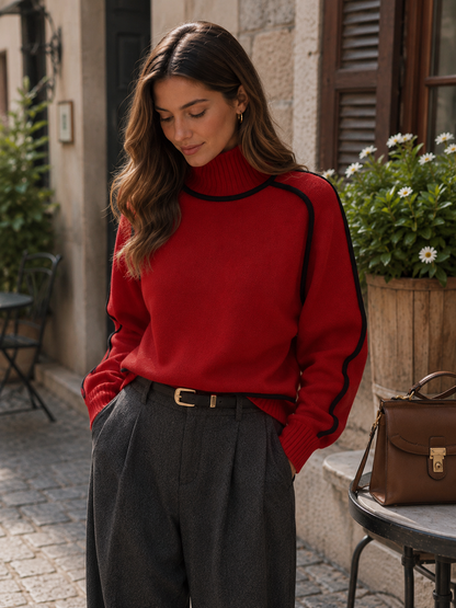 Sorenne | Women's Oversized Ribbed Knit Roll Neck Sweater