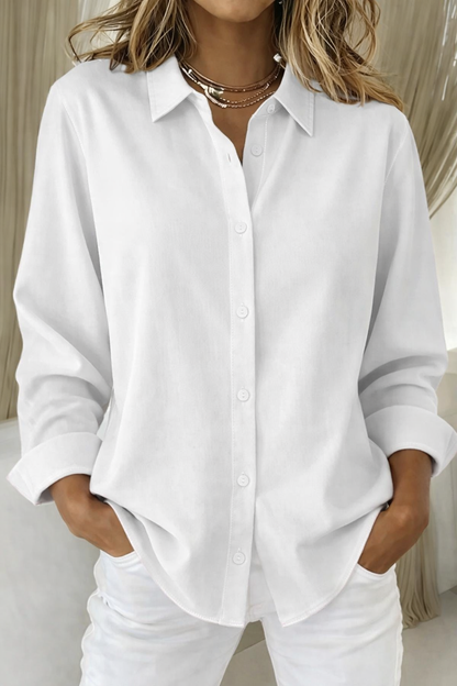 Sienna | Lapel Collar Long Sleeve Oversized Button Down Casual Blouse