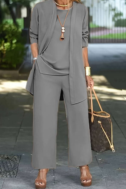 Maribeth | Women's Summer Lounge Three Piece Wide Leg Pants Set