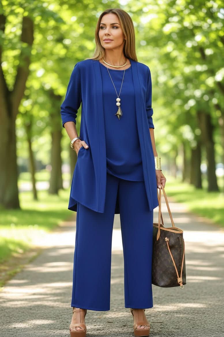 Maribeth | Women's Summer Lounge Three Piece Wide Leg Pants Set