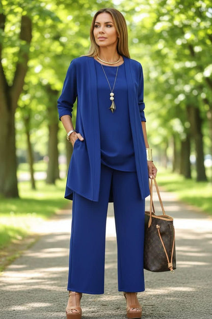 Maribeth | Women's Summer Lounge Three Piece Wide Leg Pants Set